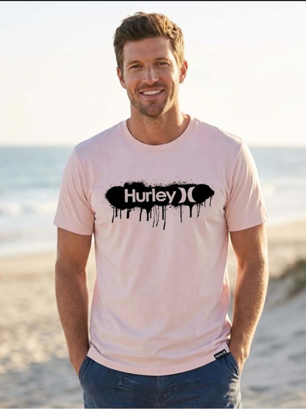 Hurley Men’s Light Pink Graphic Logo Tee